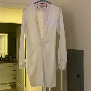 White tie front low cut dress